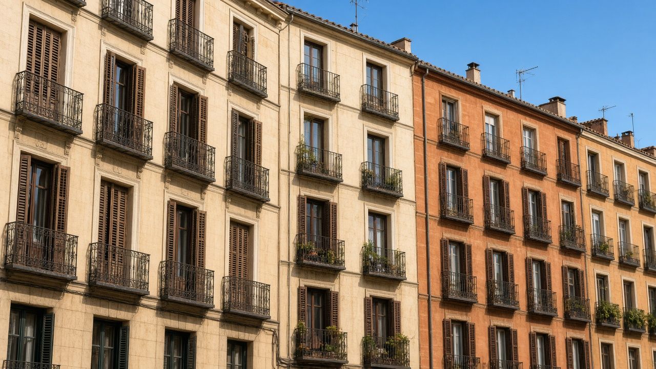 Fachadas de edificios residenciales en Madrid